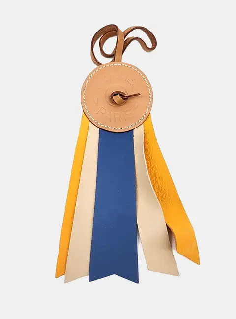 Hermes Paddock Plot Beige, Blue, Orange Leather Bag Charm