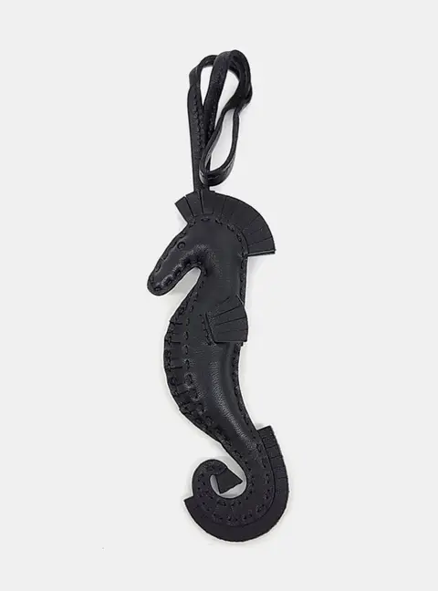 Hermes Hippo Black Leather Bag Charm