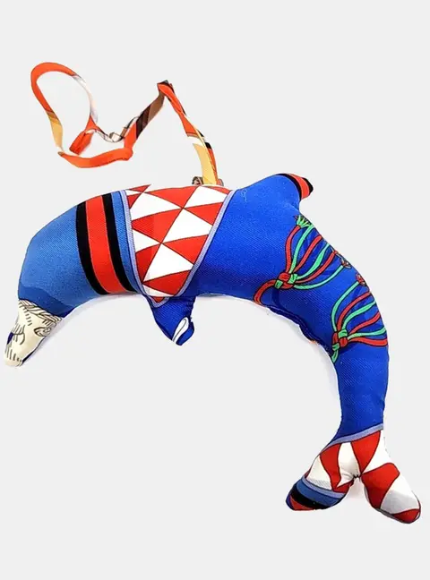 Hermes Petit H Petit Hache Multicolor Silk Fish Bag Charm