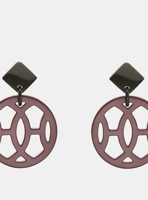 Hermes Buffalo Horn Silver Tone Earrings