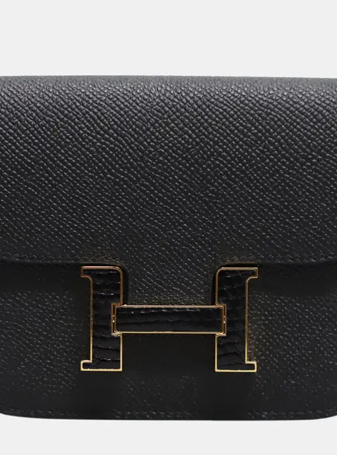 Hermes Constance Slim Black Epsom Leather Wallet Bag
