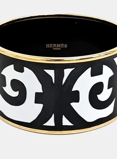 Hermes Balcon du Guadalquivir Cuff Bracelet Gold Tone Metal Bangle
