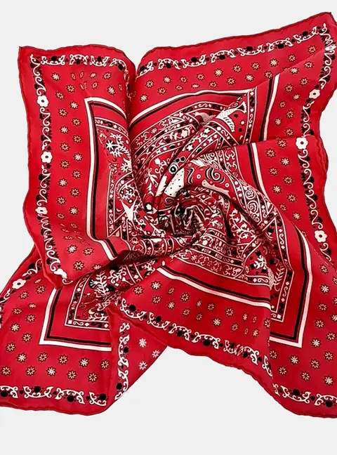 Hermes Red Silk Peuple Du Vent Scarf