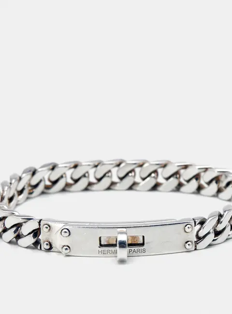 Herm&egrave;s Kelly Gourmetter Sterling Silver Very Small Model Bracelet XS