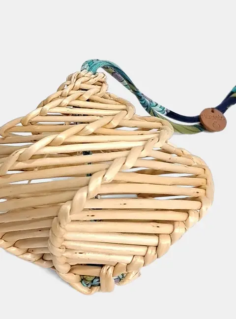 Hermes Beige Raffia Petit H Bag Charm