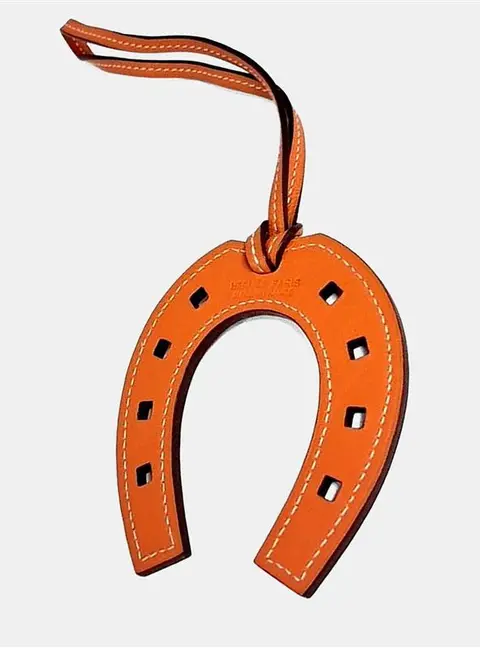 Hermes Orange Leather Horseshoe Bag Charm