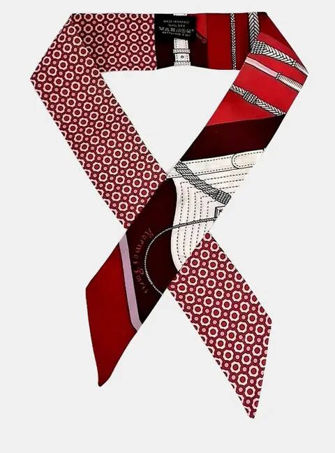 Hermes Red Silk Twilly Scarf