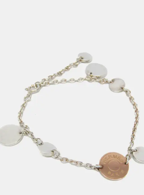 Hermes Confetti Serie 18K Pink Gold Silver 925 Charm Bracelet
