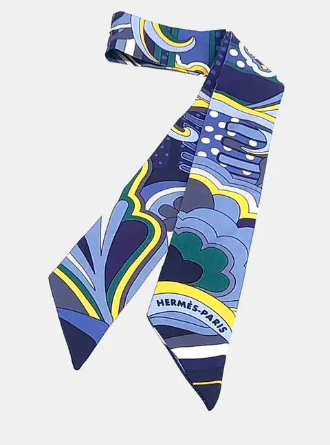 Hermes Silk Blue Twilly Scarf