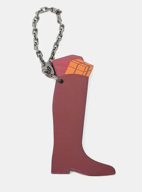 Hermes Pink Leather Boot Bag Charm