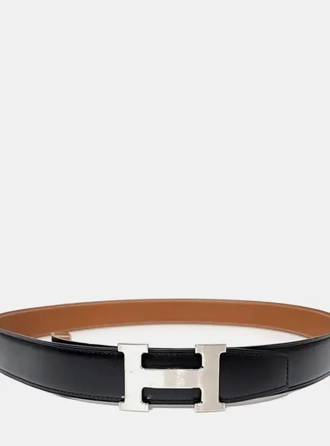 Hermes Leather Black Brown H Reversible Belt