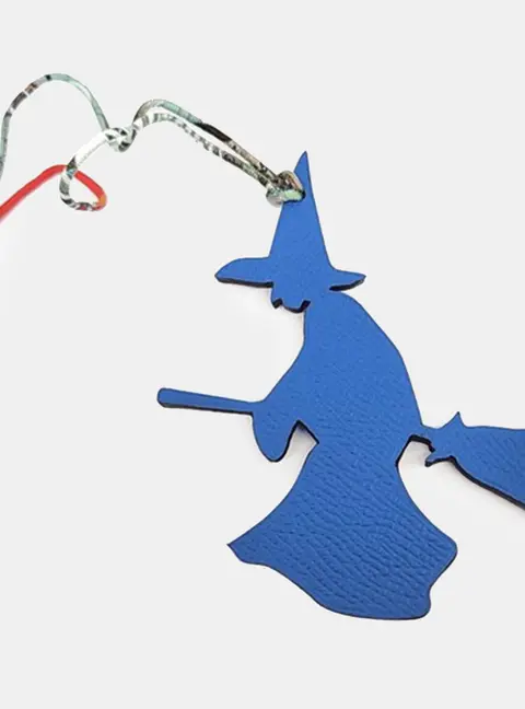 Herm&egrave;s Blue Leather  Petit H bag charm