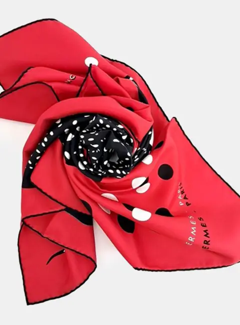Hermes Black/Red/White Silk Scarf