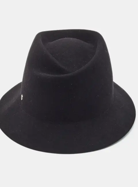 Herm&egrave;s Black Felt Norah Fedora Hat S