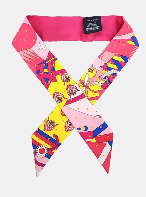 Herm&egrave;s Pink Multicolor Twilly Scarf