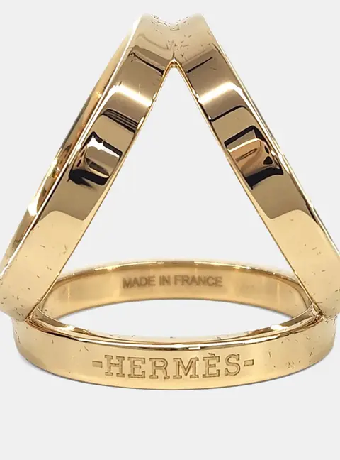 Herm&egrave;s Gold Tone Trio Scarf Ring