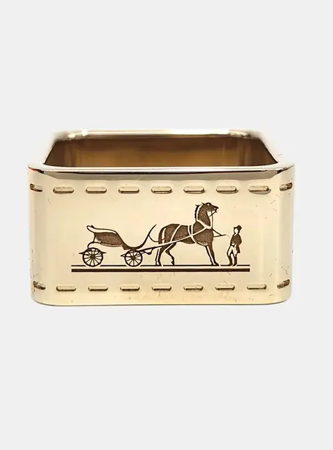 Herm&egrave;s Bolduc Gold Tone Scarf Ring