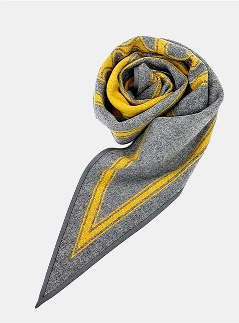Herm&egrave;s Cashmere Mustard/Grey Triangle Scarf