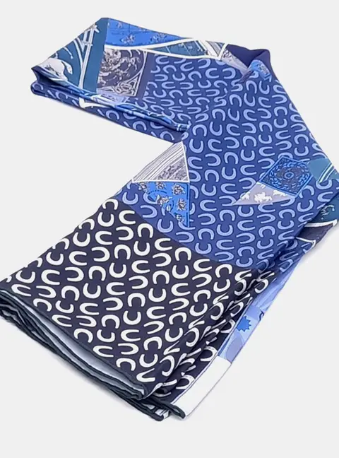 Hermes Blue Silk Scarf