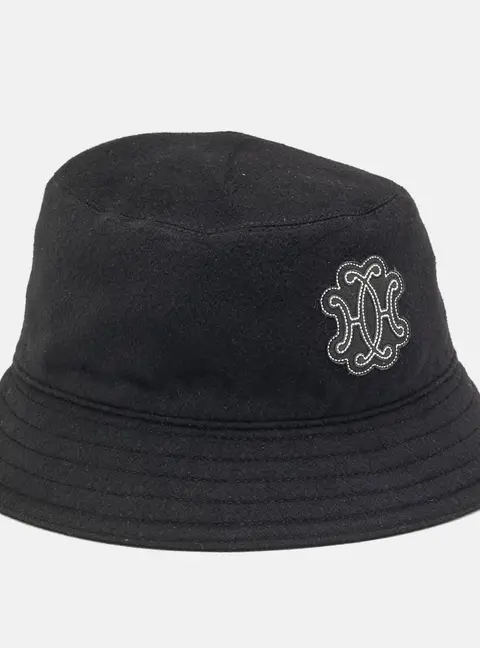 Herm&egrave;s Black Cashmere Harper Lift Bucket Hat Size 57