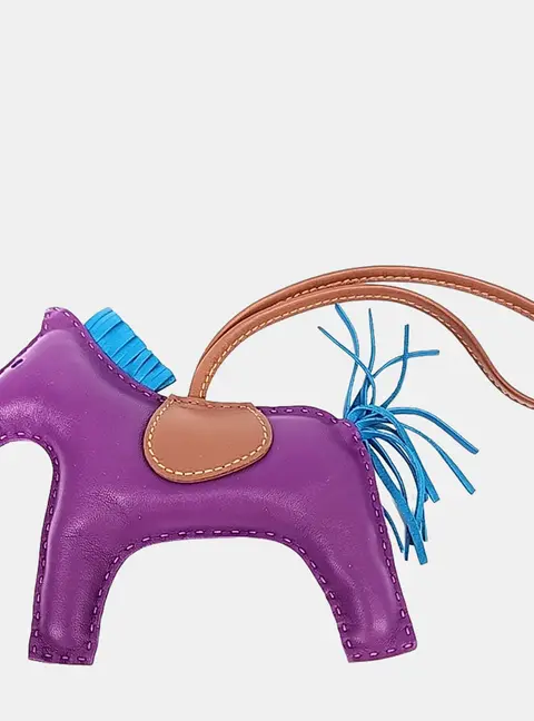 Hermes Rodeo Multicolor/Purple Leather Bag Charm Large