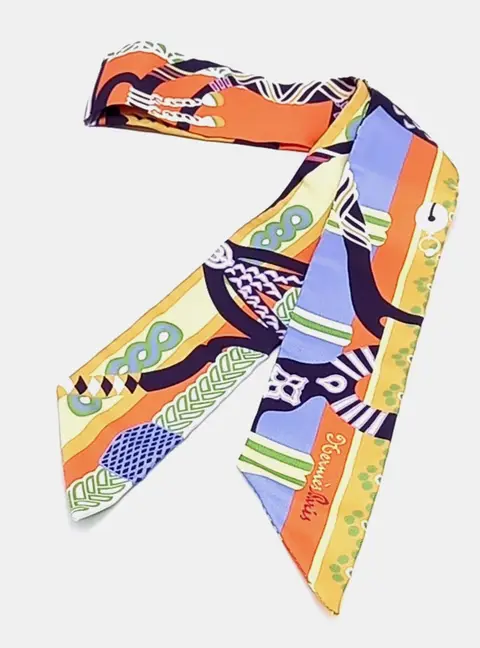 Hermes Multicolor Silk Twilly Scarf