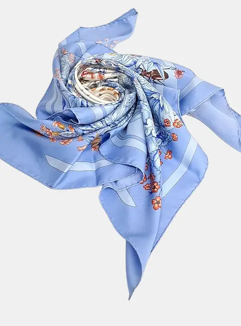 Herm&egrave;s silk blue scarf