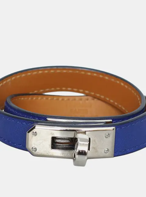 Hermes Swift Leather Dark Blue Kelly Double Tour Bracelet