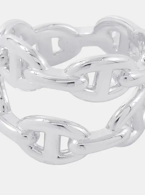 Hermes Chaine d'Ancre Enchainee 925 Sterling Silver Ring 52