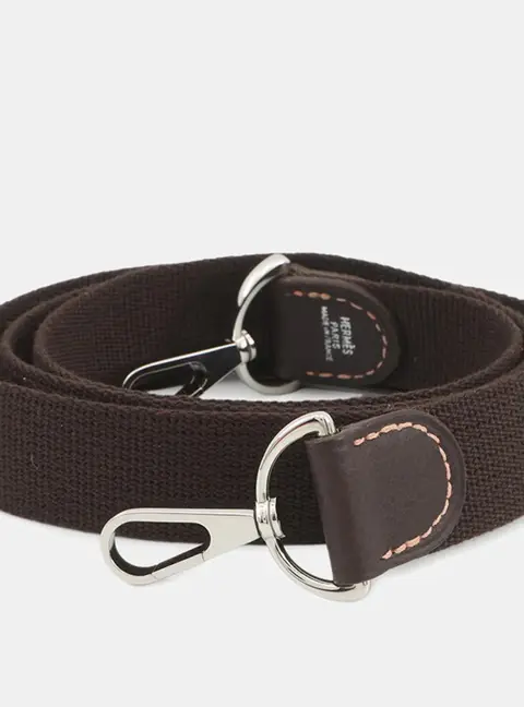 Hermes Garden Party Strap Marron Leather Canvas