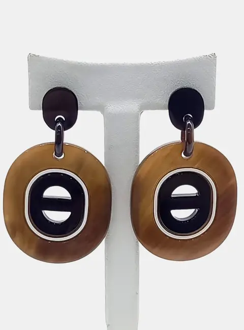 Herm&egrave;s Horn Brown Earrings