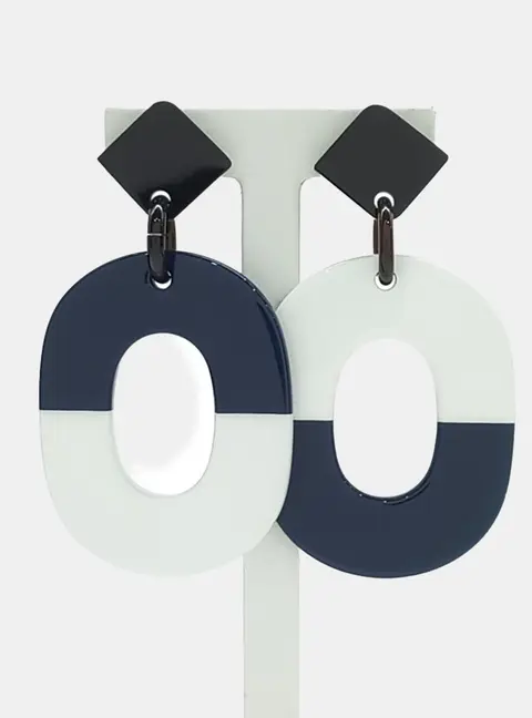Herm&egrave;s Horn Blue, White Earrings
