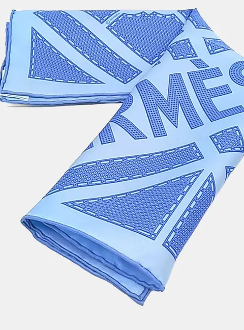 Herm&egrave;s silk Blue Petite Scarf
