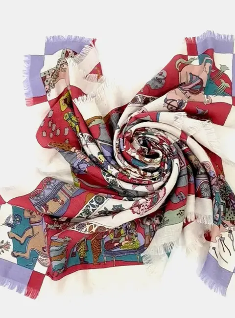 Herm&egrave;s Cashmere Silk Multicolor Scarf