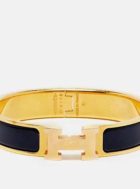 Herm&egrave;s Clic H  Enamel Gold Tone Bracelet