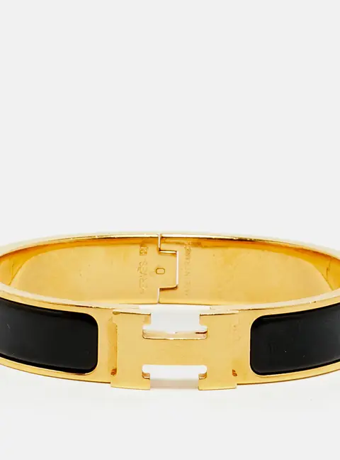 Herm&egrave;s Clic H  Enamel Gold Plated Bracelet