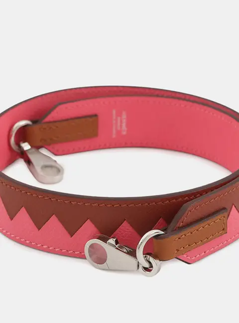Hermes Bandouliere Tresage Rose Azalee/Brown Epsom