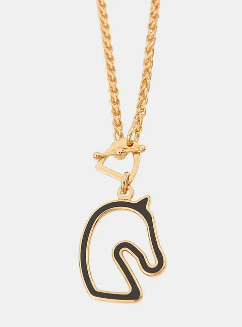 Hermes Tonnerre Necklace Size Pm Black Metal