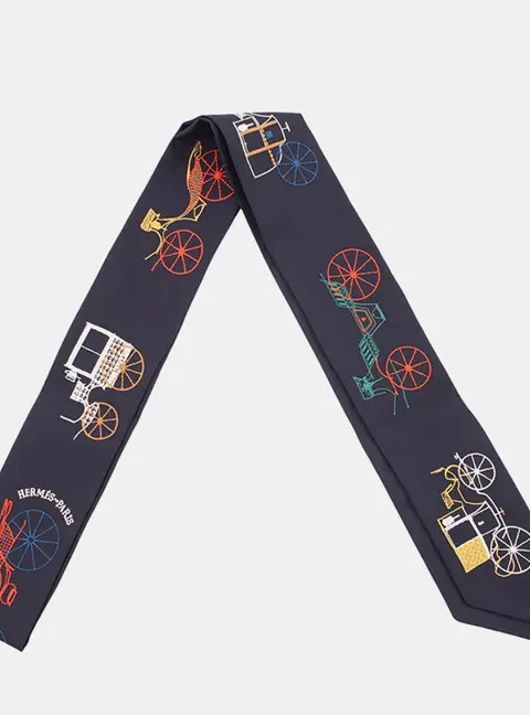 Hermes Twilly Long Twilly A To Berlin Blue Noir/Multicolor Silk100%
