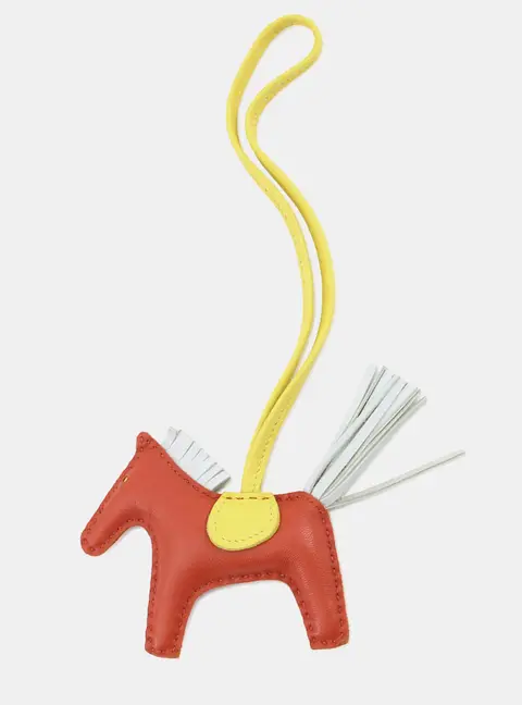 Hermes Rodeo Bag Charm Carnelian/Lime/Blue Brume Lambskin Size Pm