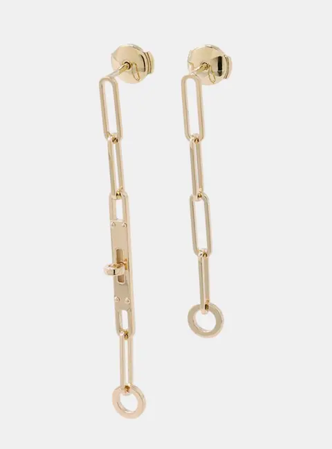 Hermes Kelly Chaine Earrings 18K Yellow Gold