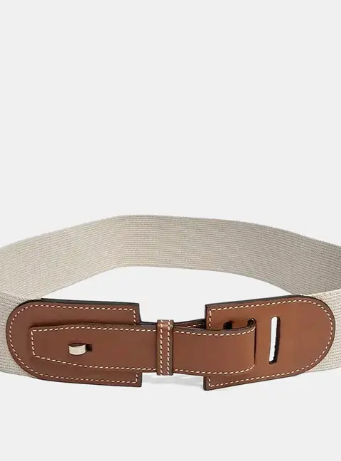 Herm&egrave;s Multicolor Fabric Leather Belt (L)