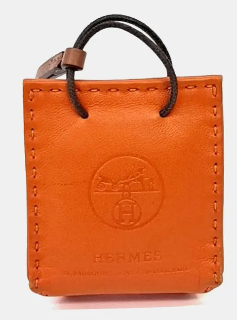 Herm&egrave;s Sac Orange Leather Bag Charm (Z)