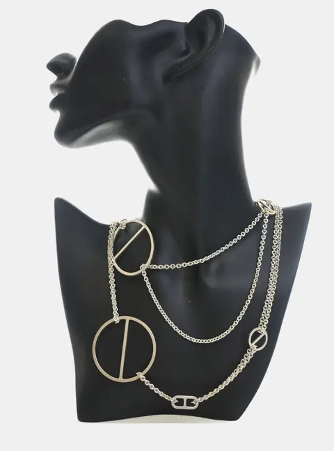 Hermes Azur 925 Sterling Silver Women's Sautoir Long Chain Necklace