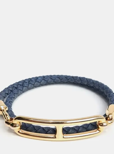Herm&egrave;s Roulis Blue Denim Double Tour Bracelet