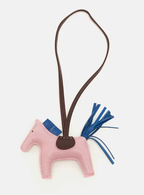 Hermes GriGri Rodeo PM Bag Charm Mauve Sylvestre/Bleu France/Rouge Sellier Milo Leather