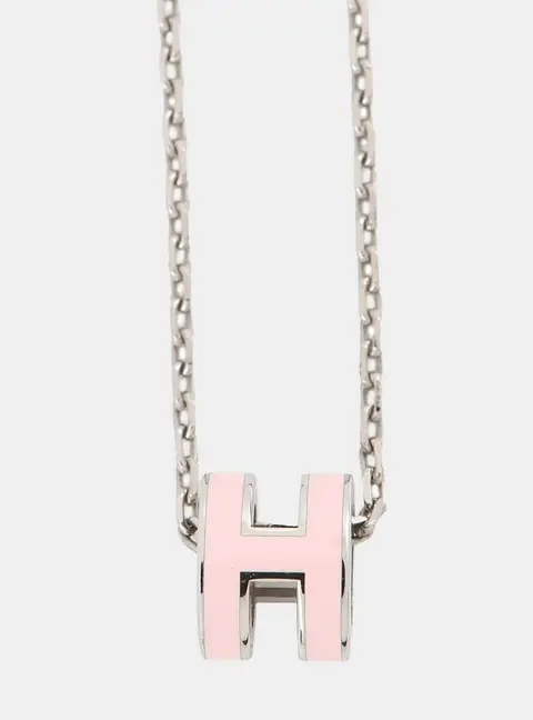 Hermes Pop Ash Necklace Size Mini Rose Dragee Gold Plated Lacquer