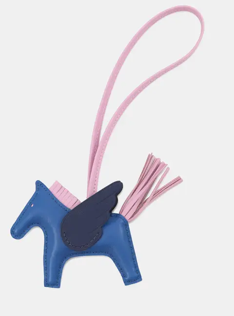 Hermes Rodeo Pegasus Blue France / Blue Saphir / Mauve Sylvestre Lambskin Swift Leather Size Pm