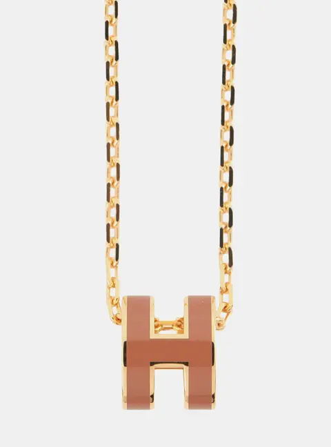 Hermes Pop Ash Necklace Size Mini New Gold Lacquer Gold Plated