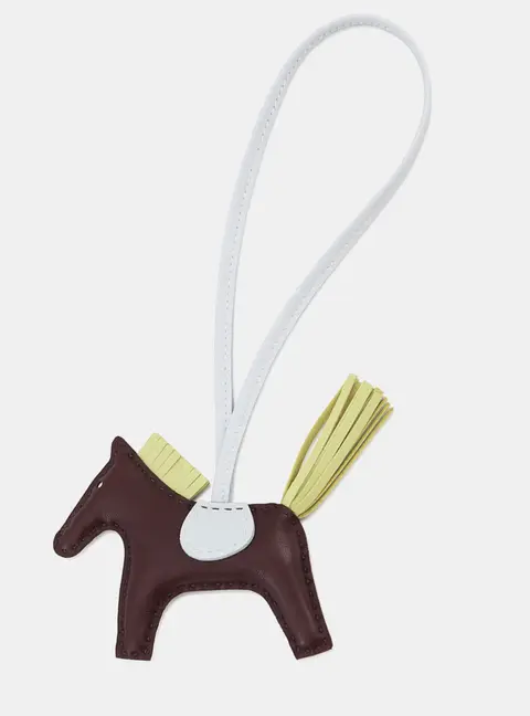Hermes Rodeo Bag Charm Rougesellier/Jaune Bourgeon/Blue Brume Lambskin Size Pm